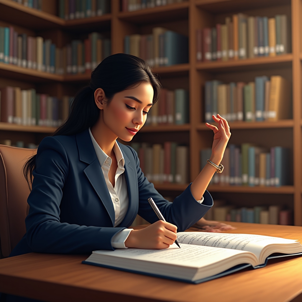 Profesional leyendo con técnicas de subrayado estructurado en un entorno académico